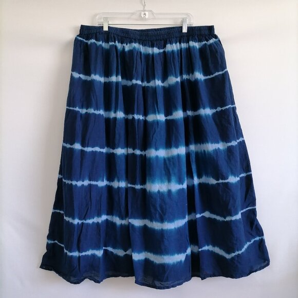 Cato Womens Blue Elastic Waist Witchy Tie Dye Pull On Flare Skirt Size 22/24W - Picture 1 of 7